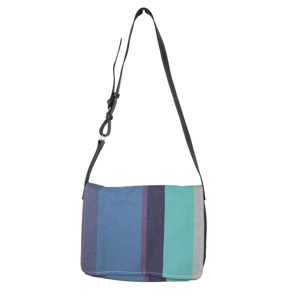 Fabriano‎ Cloth Messenger Bag Multicolor Striped Adjustable Strap Made in Italy